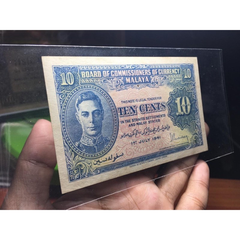 Uang Kuno Malaya 10 Cent 1941 UNC