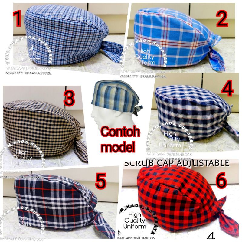 Scrub cap topi medis pelindung kepala kain katun