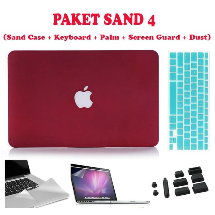 Paket Case Macbook SAND + Palm + Screen Guard + Keyboard + Dust Plug