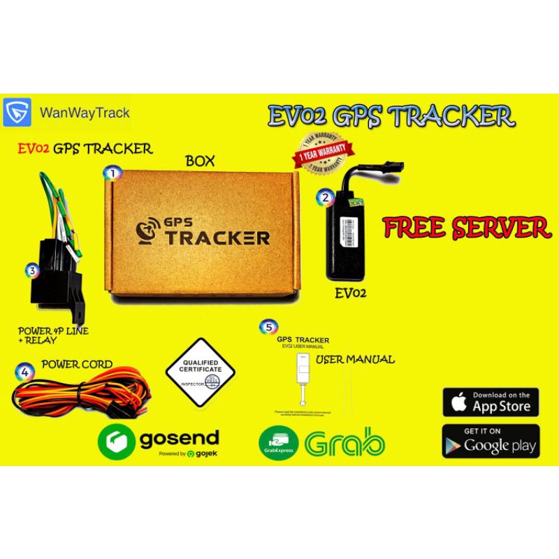 Jual gps tracker EV02 bisa matikan mesin, free server premium Shopee