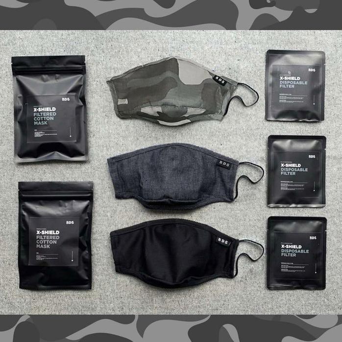Bds Xshield Paket 3 Buah Masker Kain Premium +Filter Pm 2.5 - Camogrey Black