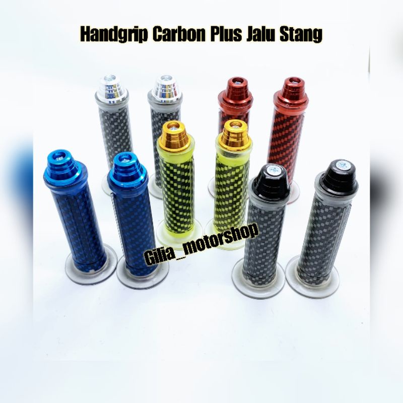 Handgrip Carbon Karet plus Jalu stang Universal Handfat Carbon Transparan warna plus Jalu Stang