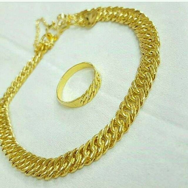 Gelang + cincin lapis emas 24karat