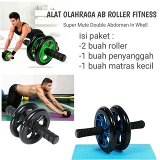 ALAT OLAHRAGA AB ROLLER FITNESS Super Mute Doublee Abdomen in Whell