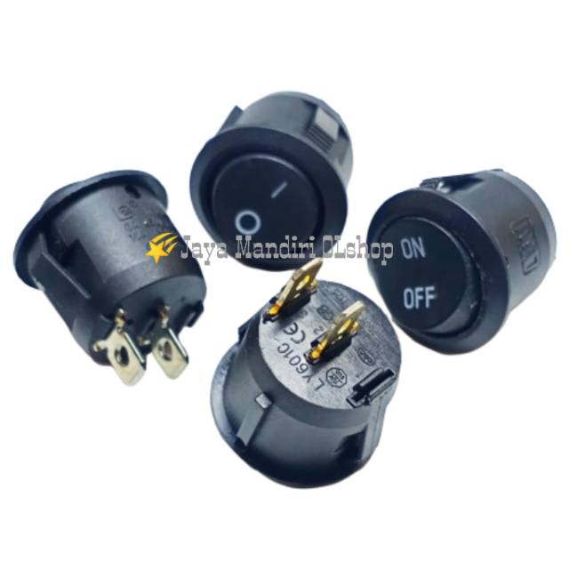 Saklar Switch Bulat ON OFF Hitam 2 Pin / Saklar ON OFF 2 Pin Bulat Ukuran Besar