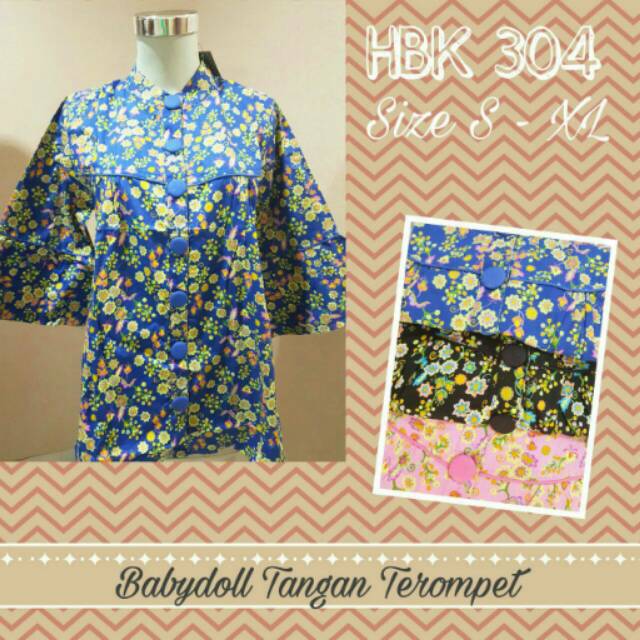 BAJU ATASAN WANITA BLOUSE BABYDOLL TANGAN TEROMPET KATUN JEPANG (HBK 304)