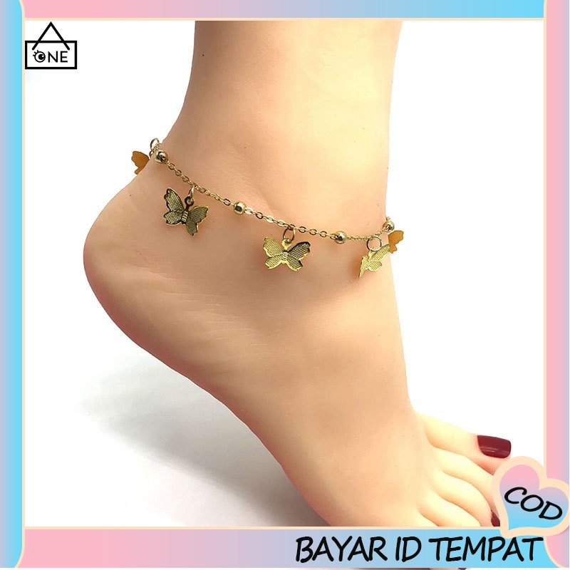 COD❤Gelang Kaki Wanita Kupu-kupu Baru Fashion Aksesoris Hadiah Pacar Berongga Gelang A one