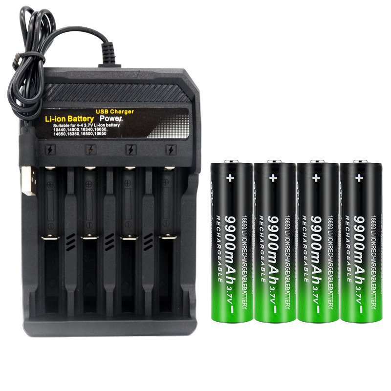 GTF 18650 9900mAh 2/4/8pcs pengisi daya baterai 4 slot 3.7V 18650