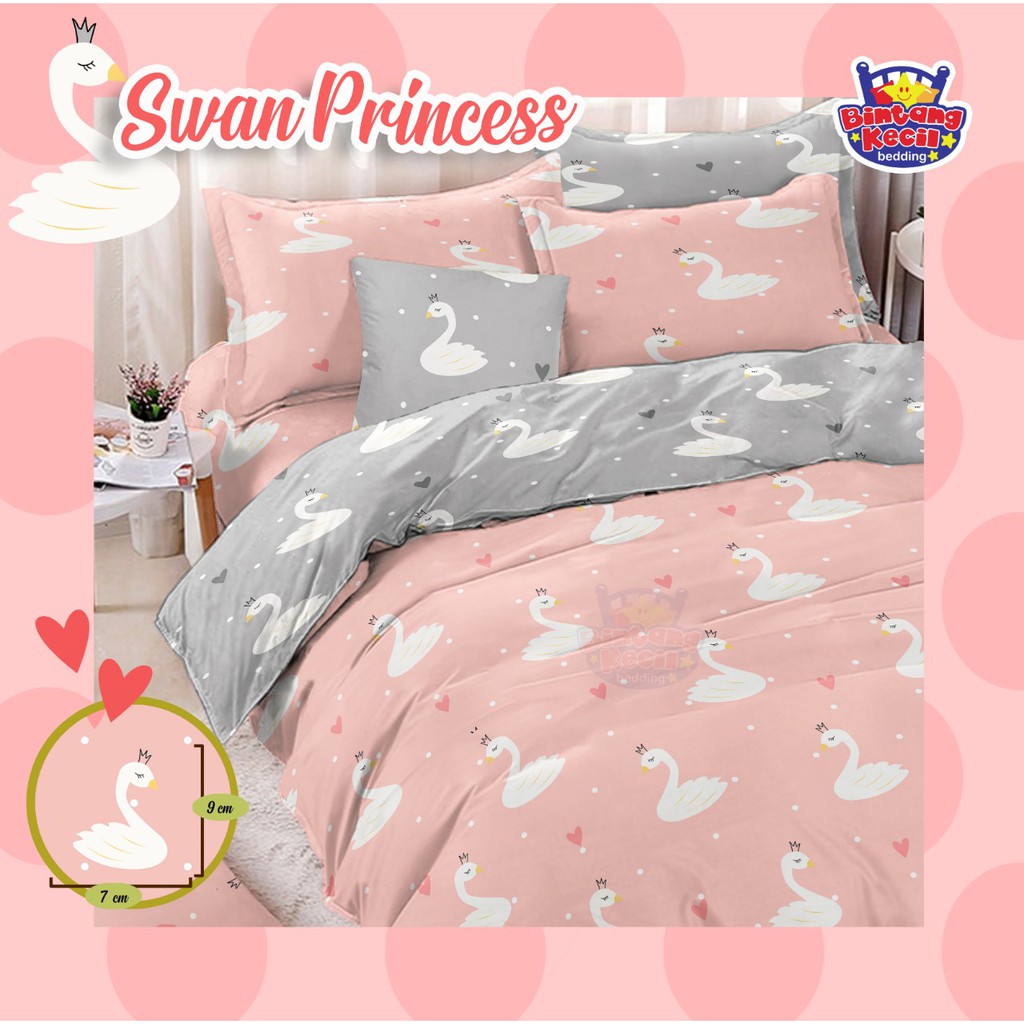 Sprei STAR Deluxe Katun Lokal Swan Princess (Bedcover | Bantal | Selimut | Matras)