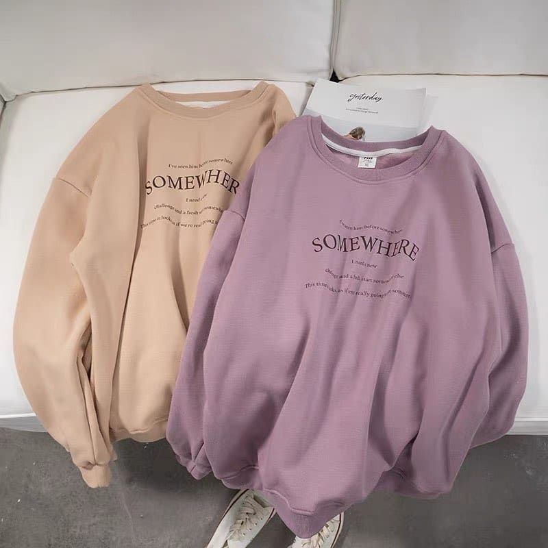 SWEATER WANITA SOMEWHERE I NEED /// ATASAN WANITA TEBAL KEKINIAN TERBARU''