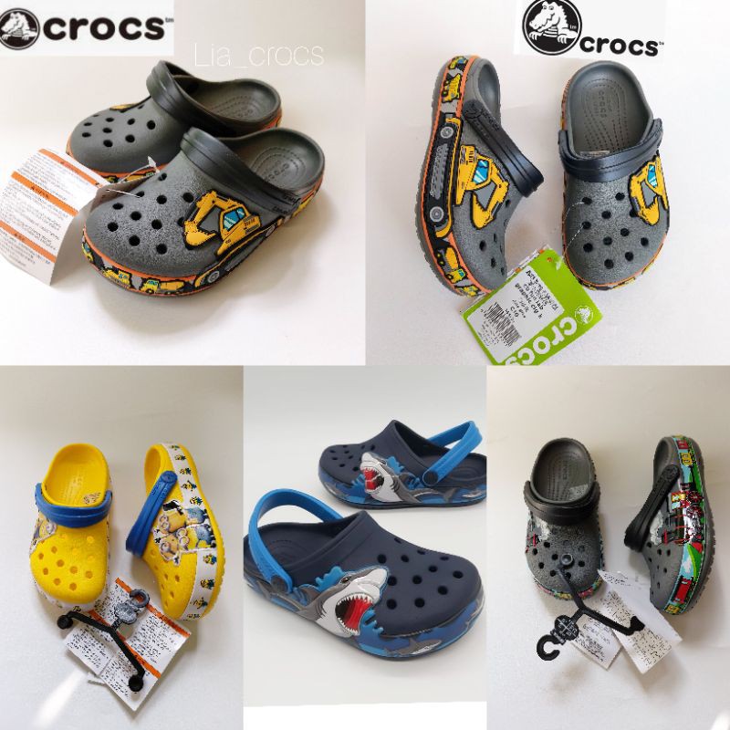 Sandal crocs anak Excavator fun lab clog/ minions/thomas/truck