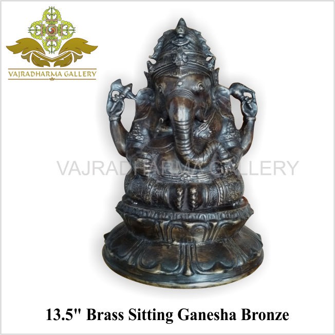 Patung Rupang Arca 13.5 inch Brass Sitting Ganesha Bronze/Perunggu
