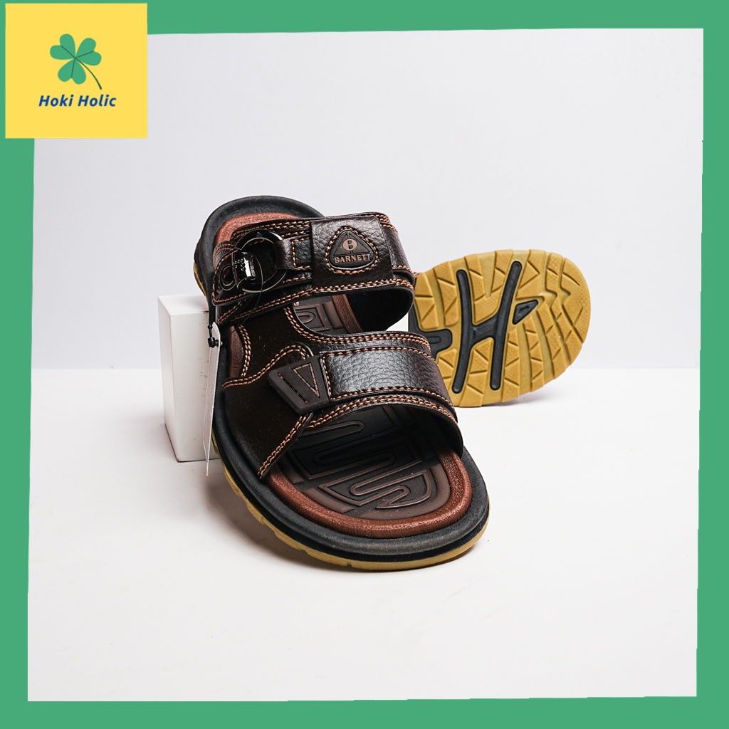 Sandal Pria Barnett Grand Top Max Coklat &amp; Hitam / Sandal Kasual - Sandal Kulit