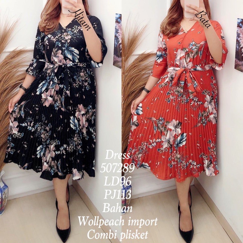 FY-507289 Dress Wollpeach Import Combi Plisket