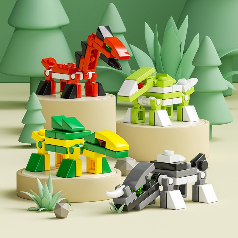 (COD) 8IN1 Mainan Balok Dinosaurus Mainan Anak Edukasi DIY 3D Puzzle Brick Mini