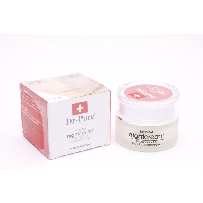 [ORI] Dr Pures Night Cream AMPUH Melembabkan Kulit Wajah | Glowing Night Ekstrak Sakura dan VIT C 100% BPOM