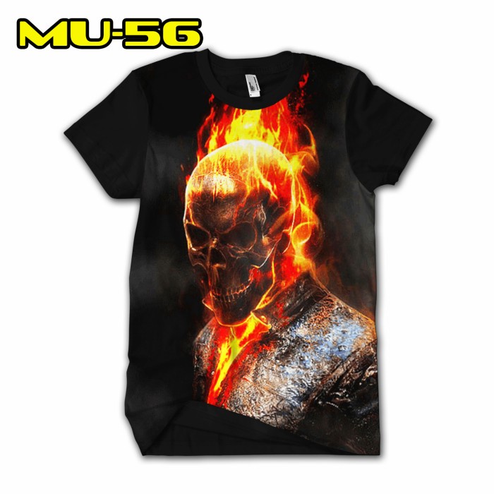 Kaos Ghost Rider Kepala Tengkorak Menyala 3D murah