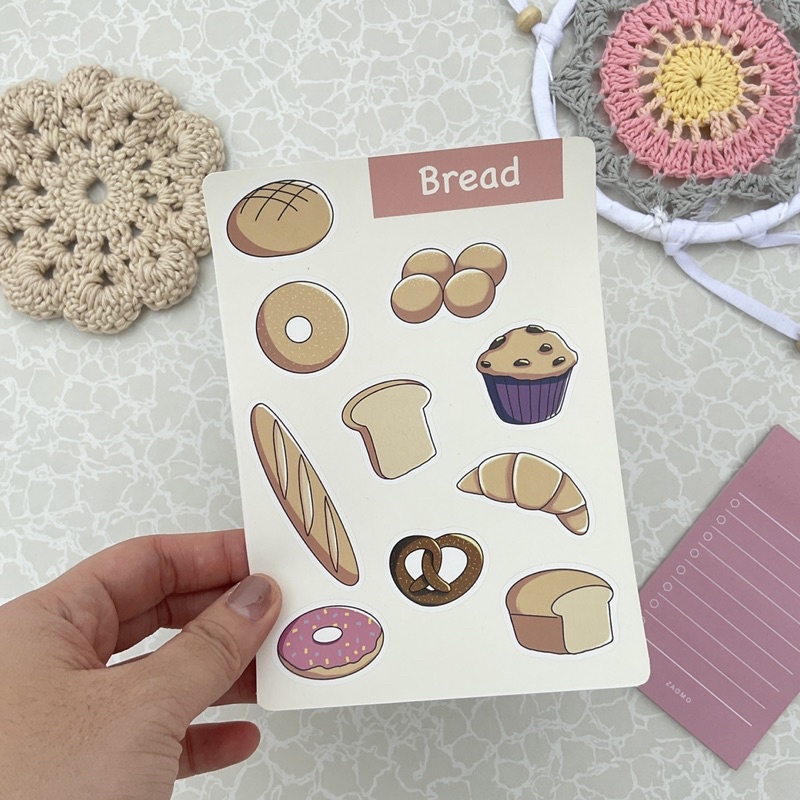 

Bread Cartoon Vynil Waterproof A6 Sticker | sticker tahan air vynil waterproof roti kartun lucu deco jurnal