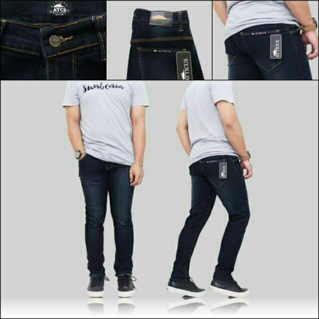 LAKI LELAKI TERBARU JEPANG //        Celana Jeans Panjang Pria Warna Biowash Trendy Gaya Elegan Pas