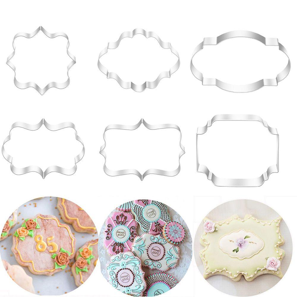 Solighter 4/8PCS Bingkai Cookies Cutter Rumah Tangga Best Wishes Cetakan Kue Kering Stainless Steel