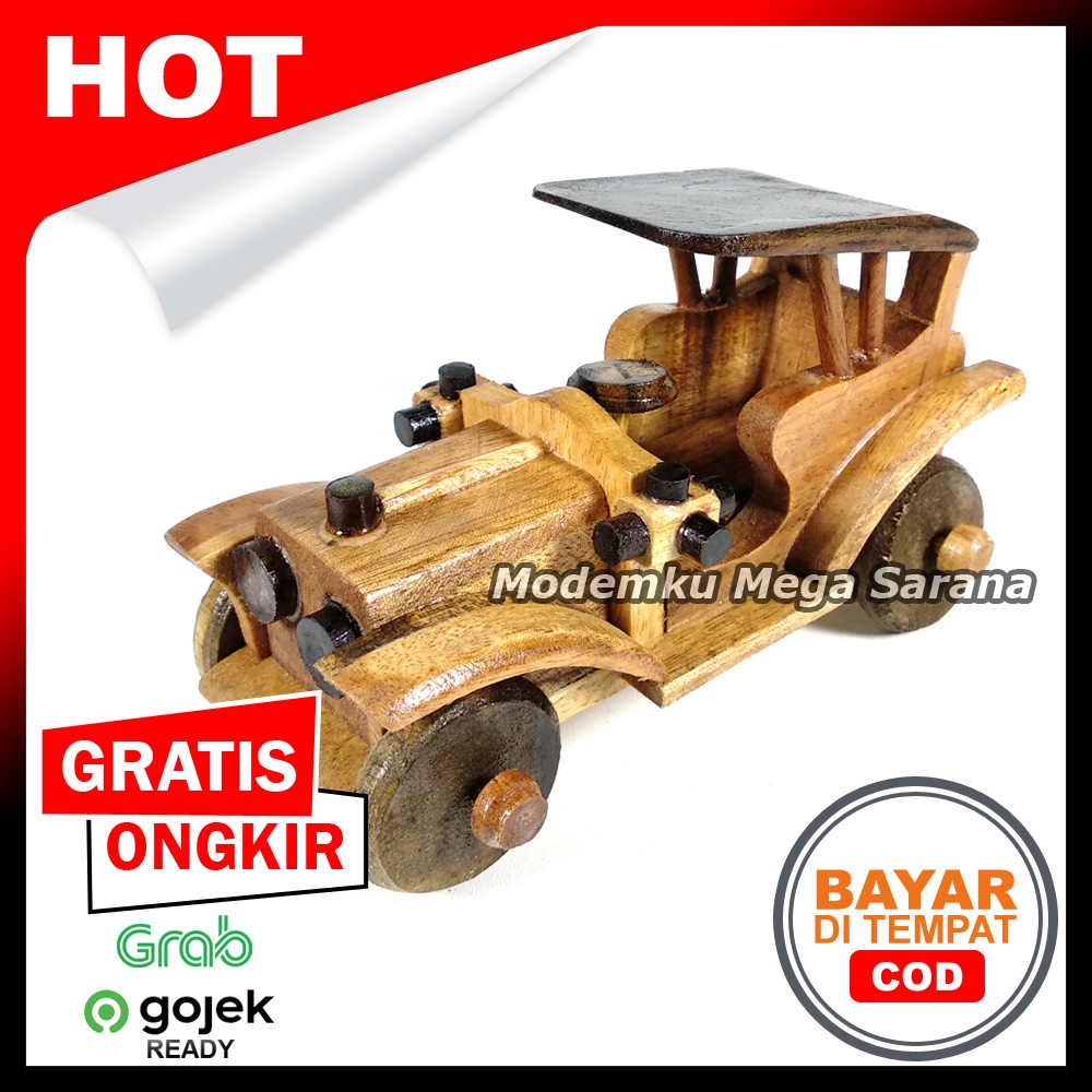 Diecast Miniatur Mobil Kayu Ontran Antik - Ukuran S Mini 13x7x8 cm