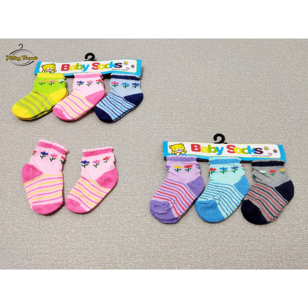 3 Pasang Kaos Kaki Anak Bayi Cewek Perempuan Newborn 0-12 Bulan