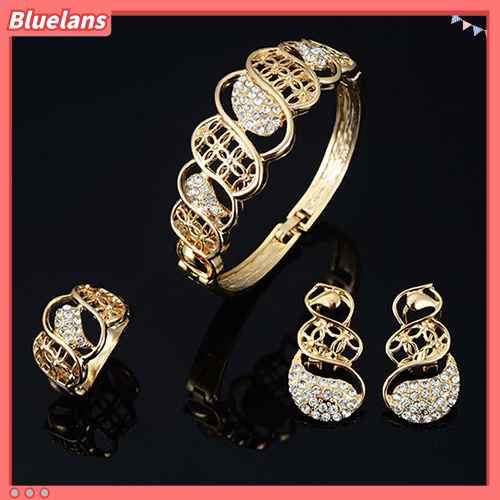 Bluelans Wedding Gift Crystal Choker Necklace Earring Bangle Bracelet Ring Jewelry Set