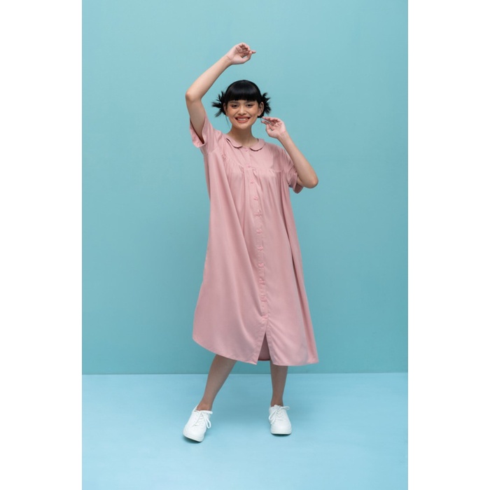 ONYCHA - Joya Dress Pink Pearl - SM(N5U7) midi dress rayon Gamis Muslimah Wanita MIDI DRESS MOTIF VI