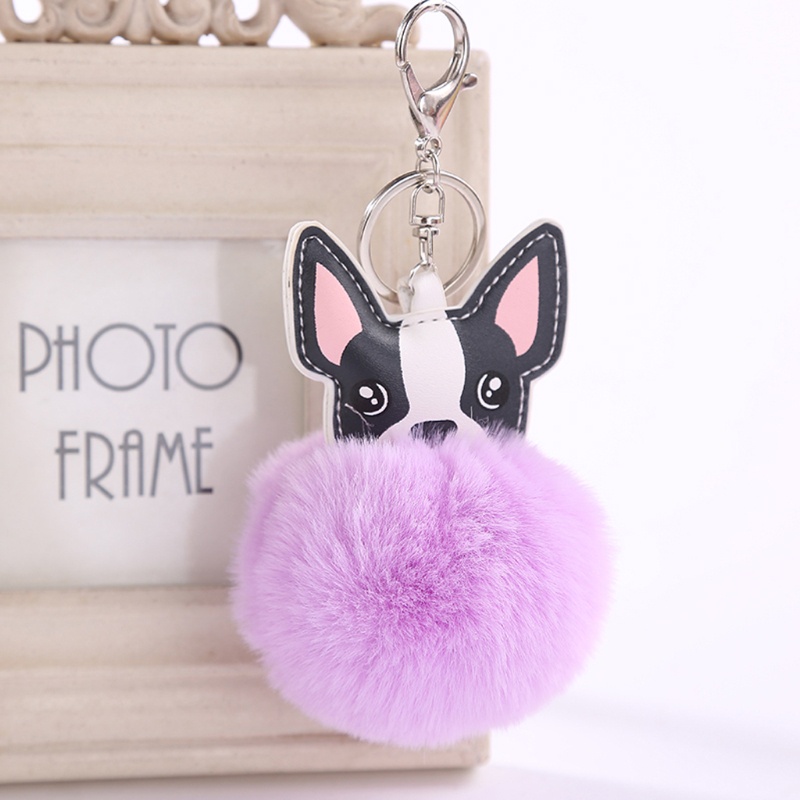 SIY  Fashion Cute Key Rings Dog Fur Key Chains Colorful Pendant Bag Decoration Alloy