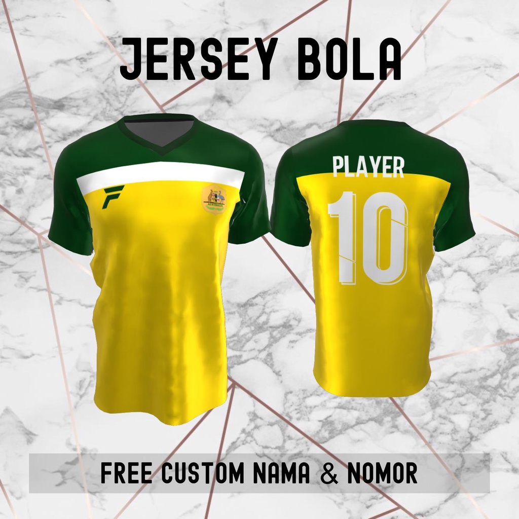 Jersey Australia Timnas Negara Bola Baju Kaos Custom Nama dan Nomor Punggung - 143