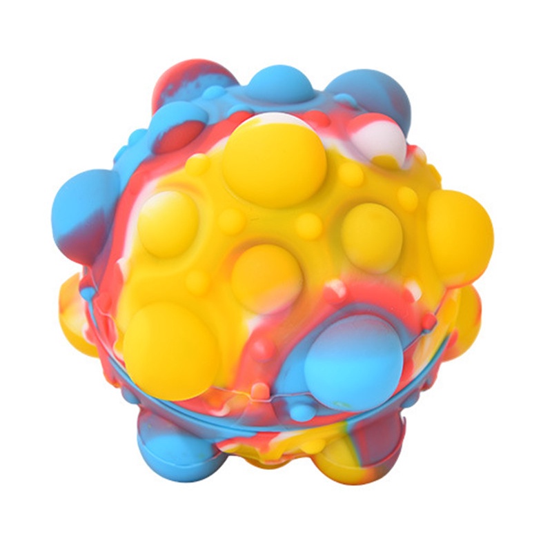 Pop It Murah Mainan Bola Remas 3D Bahan Silikon Anti Stress Untuk Mainan Penghilang Stress-YellowWhite BlueRed
