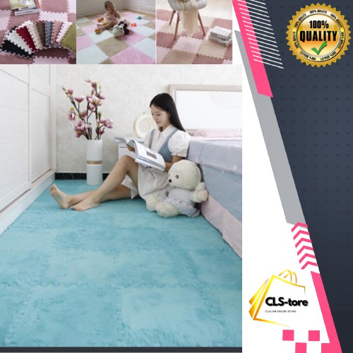 Karpet Bulu Lantai Kamar Tidur Karpet Puzzle Bulu Rasfur Permadani Tekstur Lembut Tebal Ukuran 30x30