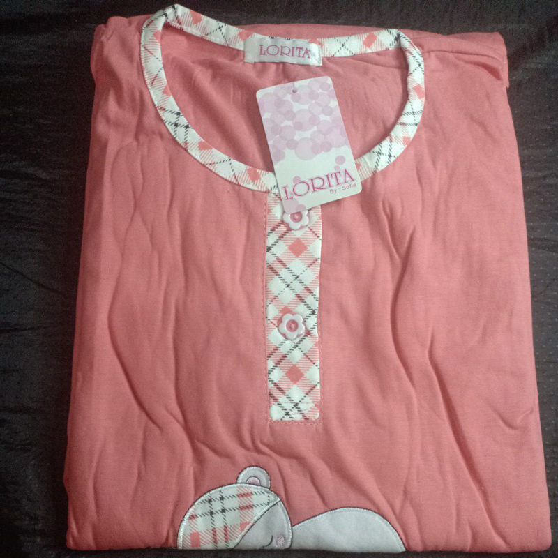 flo_style-baju tidur 3/4 jumbo kaos tebal lorita tinny by Sofie termurah/terlaris(Etalase2geser☝️-Salem 086
