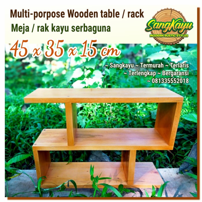 Meja / rak serbaguna kayu susun rak Multiporpose Wooden table rack