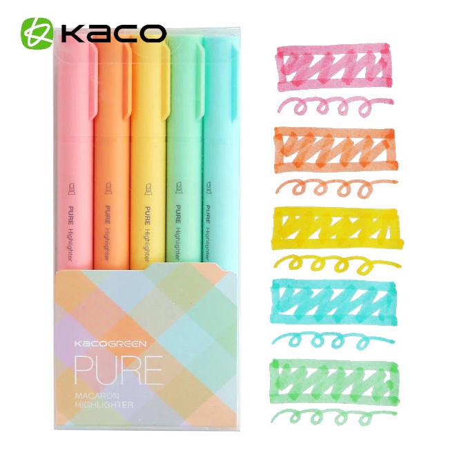 KACO PURE H Plastic Highlighter I Spidol Stabilo Marker Liner 5 PCS