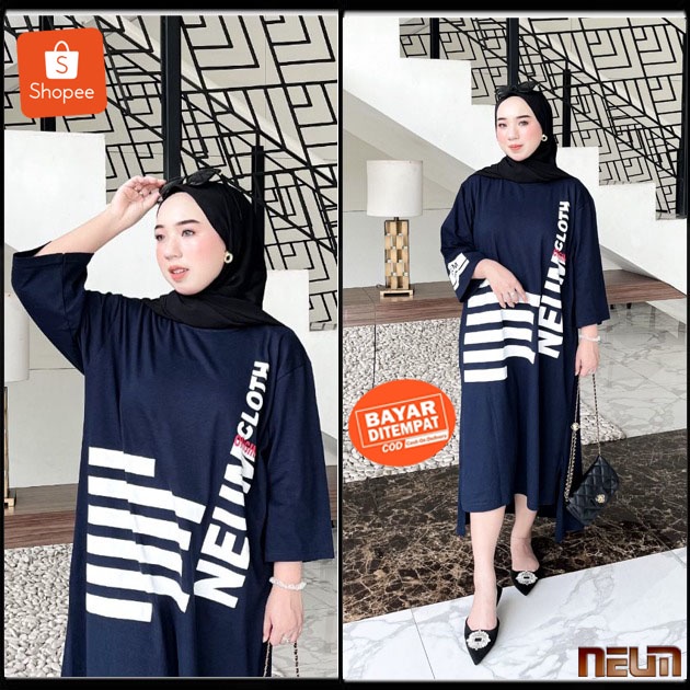 Bisa COD Long Dress Kaos Combet 20s Tunik Modern Model Terbaru 2022 Long Dress/Tunik Wanita Kekinian