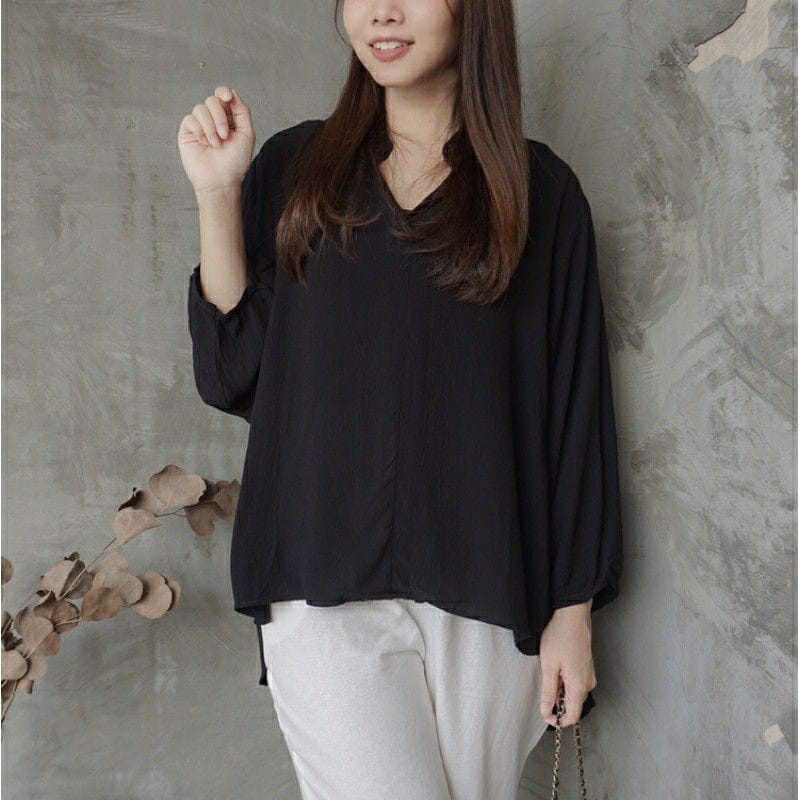 BEFAST - ZFS OOTD Wanita Blouse NIYA / OCHI RAYON DIAMOND OVERSIZE BLOUSE / Blouse Casual / Blouse Kekinian 2022 / Blouse Lengan Panjang / Blouse Kerja / Blouse Polos Banyak Warna