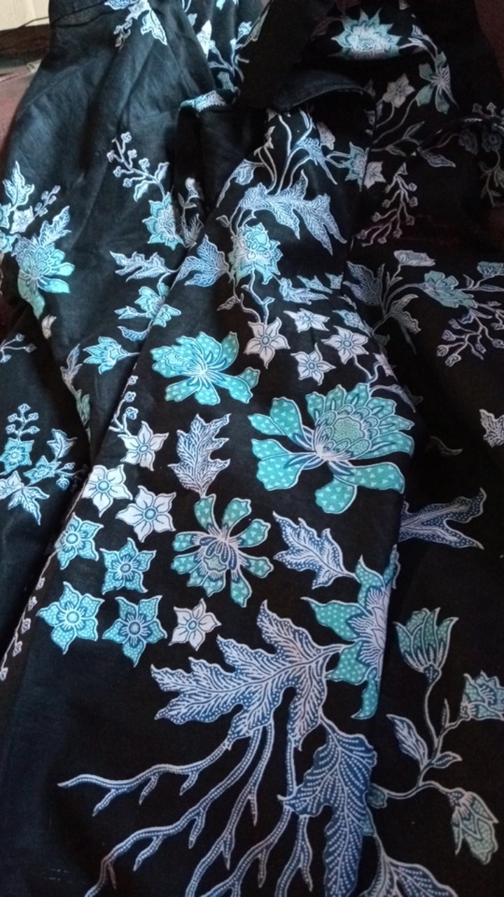 Batik Couple Keluarga Sania Ruffle Ori Ndoro Jowi Dnt Motif Cibulan Biru