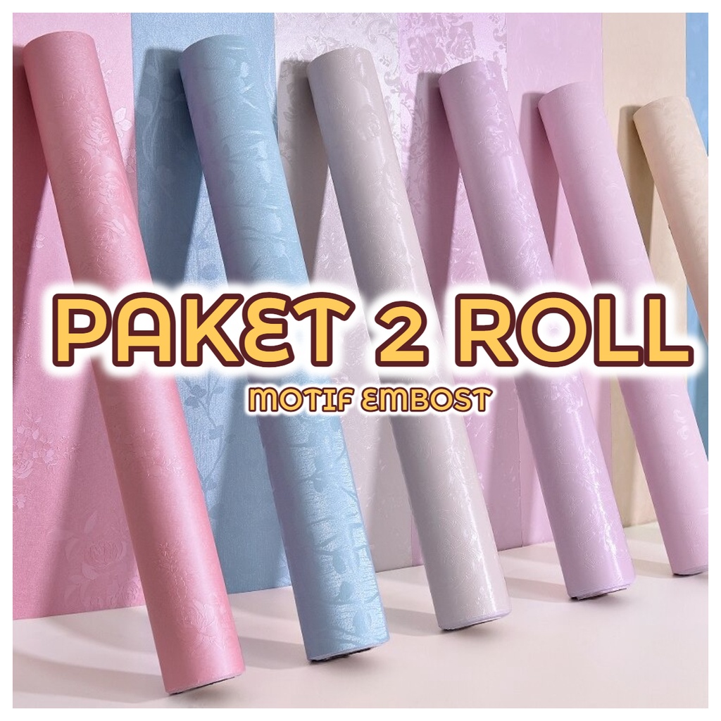 PAKET 2 ROLL WALLPAPER STIKER DINDING / Walpaper Stiker Dinding Kamar Tidur Promo