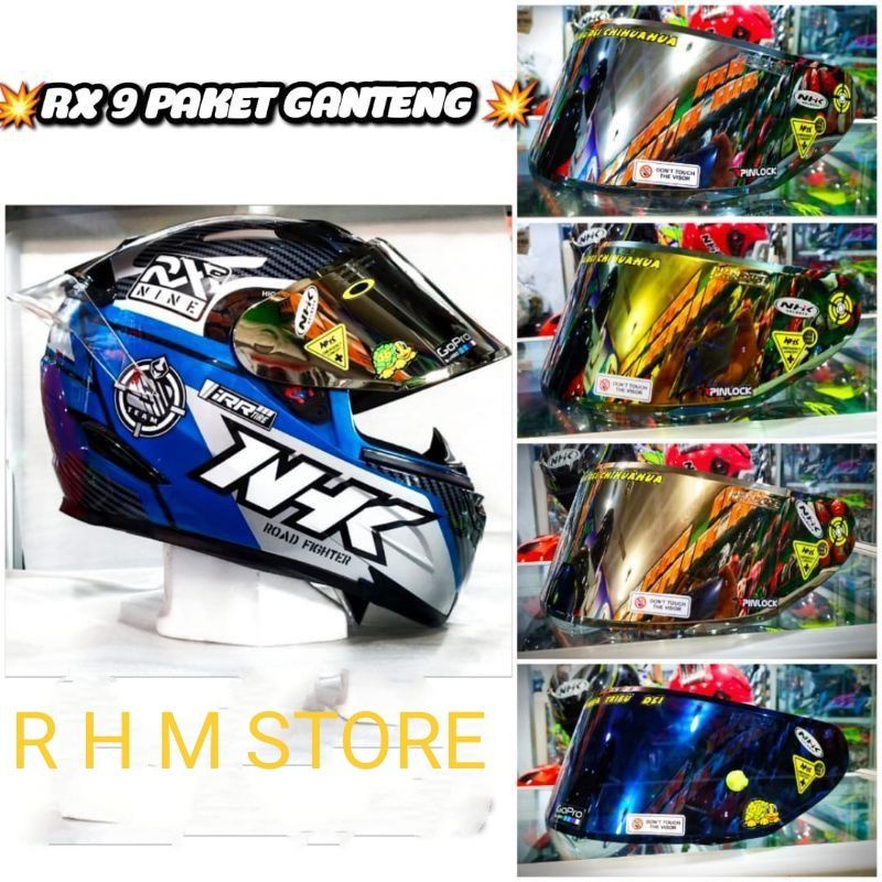 Paket Flat visor NHK RX9 GM RacePro + Tear off + Tear off Post ( kaca helm NHK Rx9 )