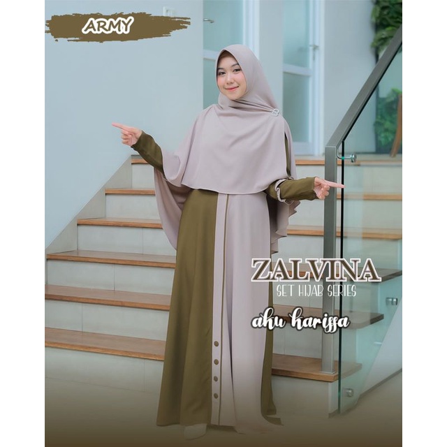 GAMIS ZALVINA SET KHIMAR AKU KARISSA REMAJA SIMPLE ITY CREPE