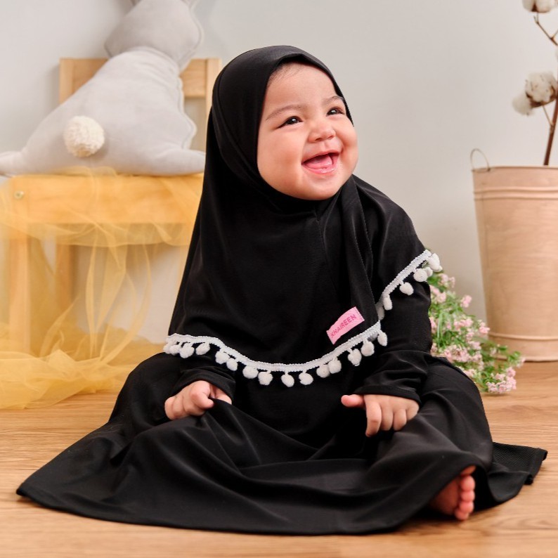 Gamis Bayi Perempuan Pompom Jersey Import / Gamis Newborn Original Khaireen