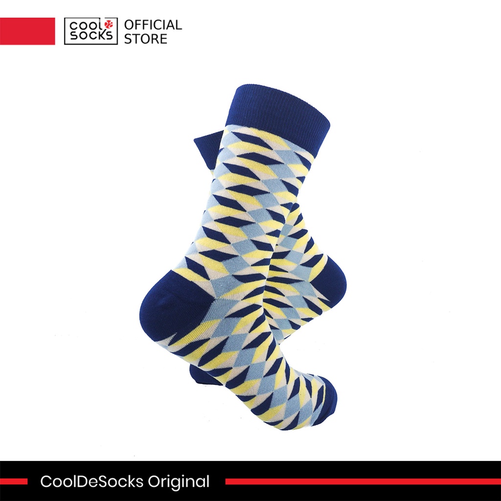 Kaos Kaki CoolDeSocks Original | Accordion Blue Grey Yellow