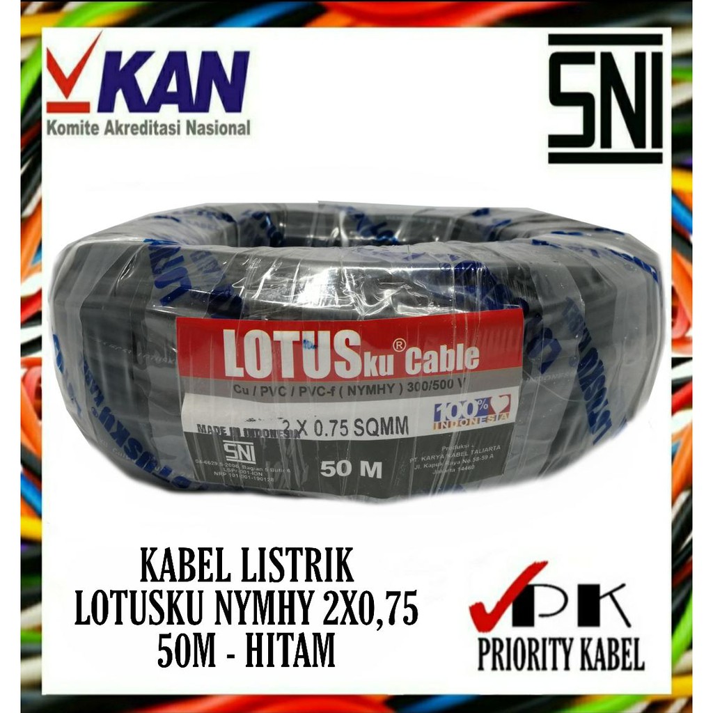 Kabel Listrik Serabut LOTUSku NYMHY 2x0,75 2x0.75 50meter (50m)