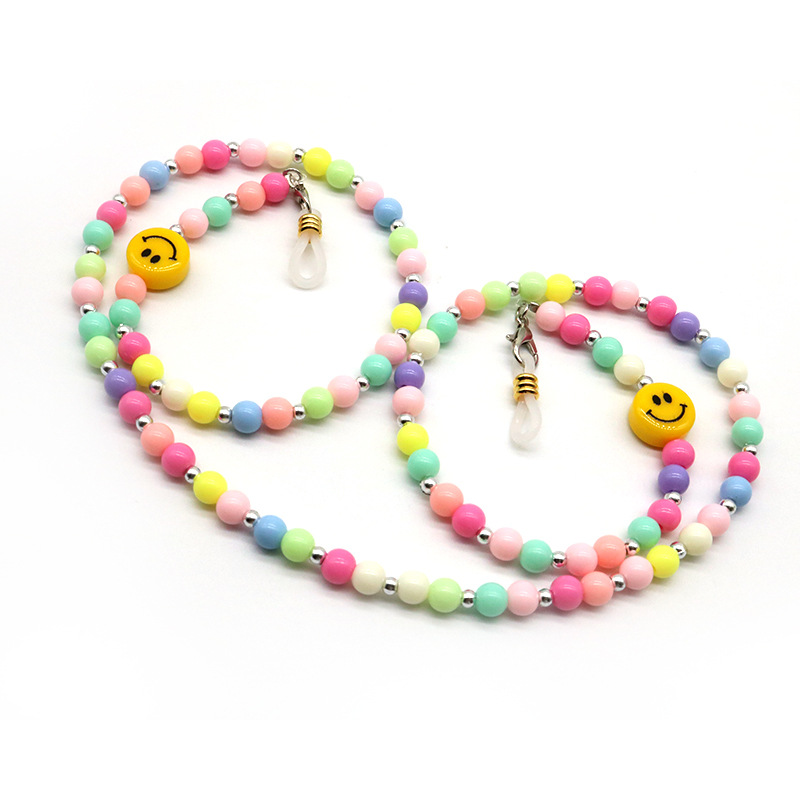 Colorful Beads Smile Face Chain Fashion Non-slip Lanyard Accessories