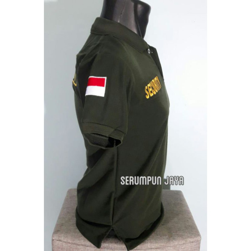 KAOS SECURITY WINGS HIJAU ARMY - KAOS KERAH SECURITY WINGS HIJAU ARMY FULL BORDIR