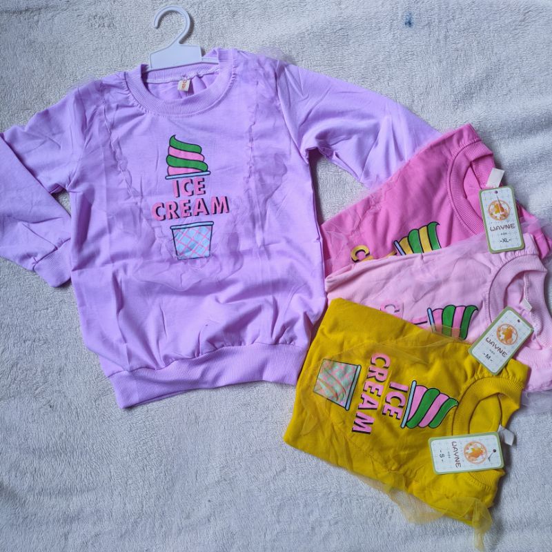 Kaos Anak premium 1 2 3 4 5 tahun lengan panjang jogger joger import kaos anak cewek perempuan ( wayne ICE CREAM )