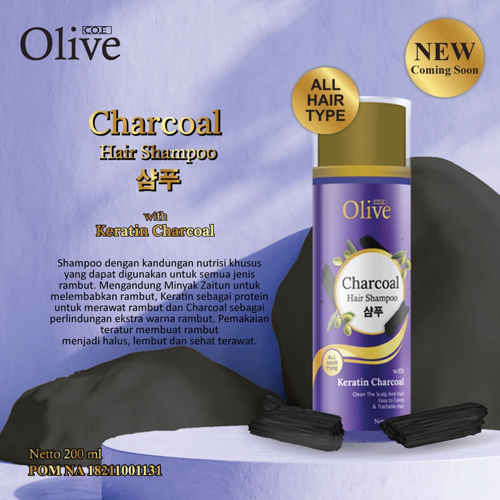 SYB OLIVE CHARCOAL HAIR SHAMPOO CONDITIONER - SAMPO CHARCOAL CONDI OLIVE BPOM - CHARCOAL SERIES OLIVE