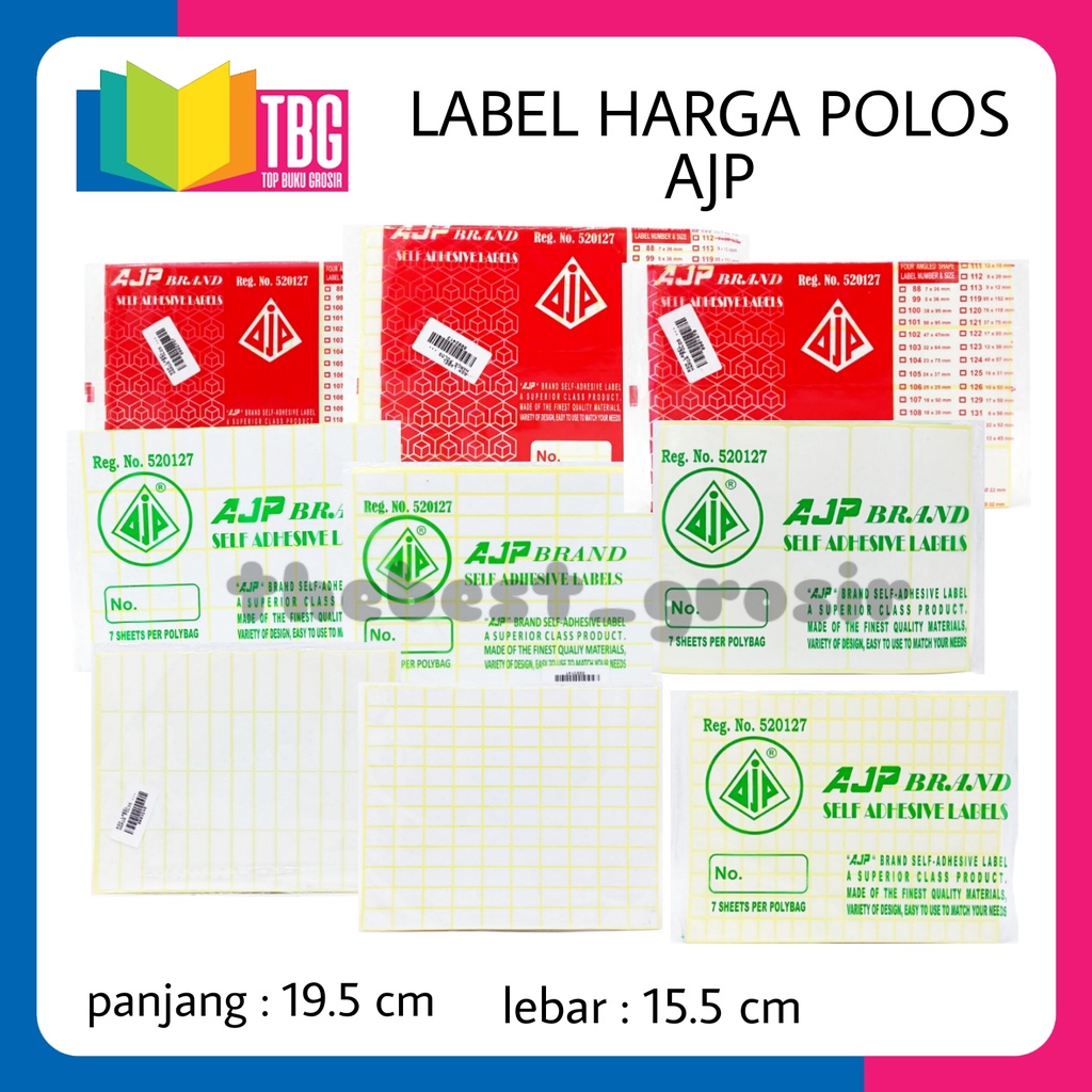 Jual 1 PACK KECIL (7 LEMBAR) LABEL POLOS AJP / STICKER LABEL / SELF