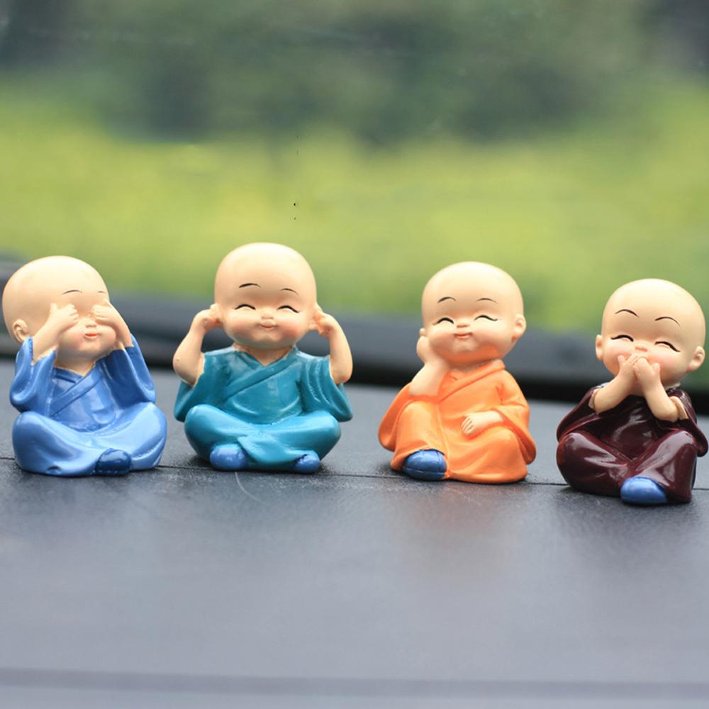 Patung Kerajinan Buddha Kecil Agustinina Resin Miniatur Shaolin Biksu Kecil